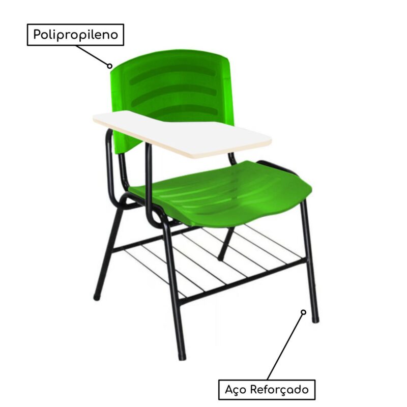 Cadeira Universitária Plástica com Prancheta MDF – COR VERDE 34018 JL CADEIRAS 3