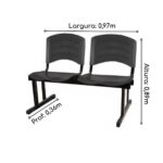 Cadeira Longarina PLÁSTICA 02 Lugares – Cor PRETO 33026 JL CADEIRAS 6