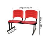 Cadeira Longarina PLÁSTICA 02 Lugares – Cor Vermelho 33027 JL CADEIRAS 6