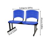 Cadeira Longarina PLÁSTICA 02 Lugares – Cor Azul 33028 JL CADEIRAS 6