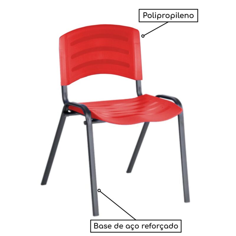 Cadeira Fixa Plástica 04 pés Cor Vermelho (Polipropileno) 31208 JL CADEIRAS 3