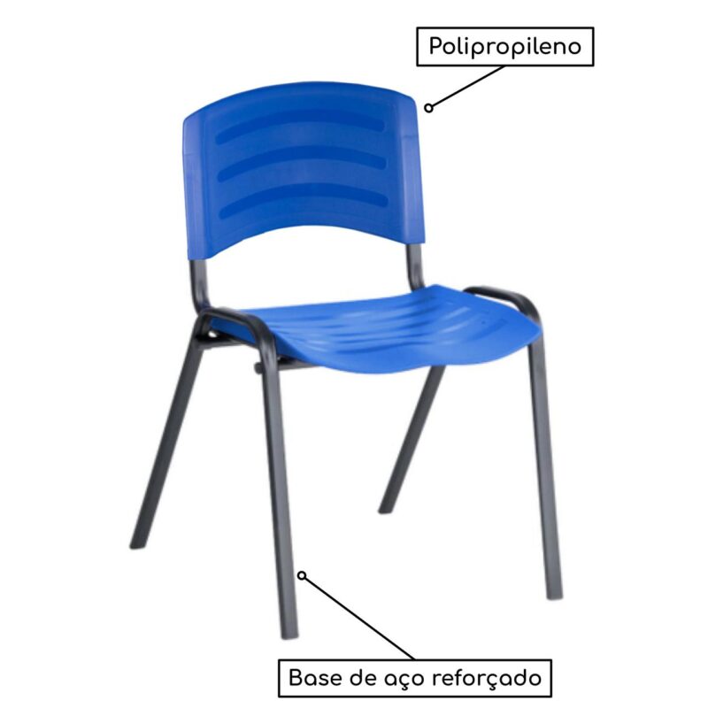 Cadeira Fixa Plástica 04 pés Cor Azul (Polipropileno) 31207 JL CADEIRAS 3