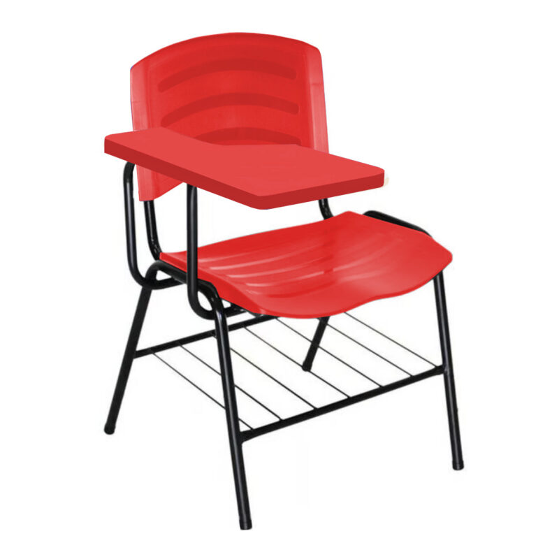 Cadeira Universitária Plástica com Prancheta PLÁSTICA – COR VERMELHO 34022 JL CADEIRAS