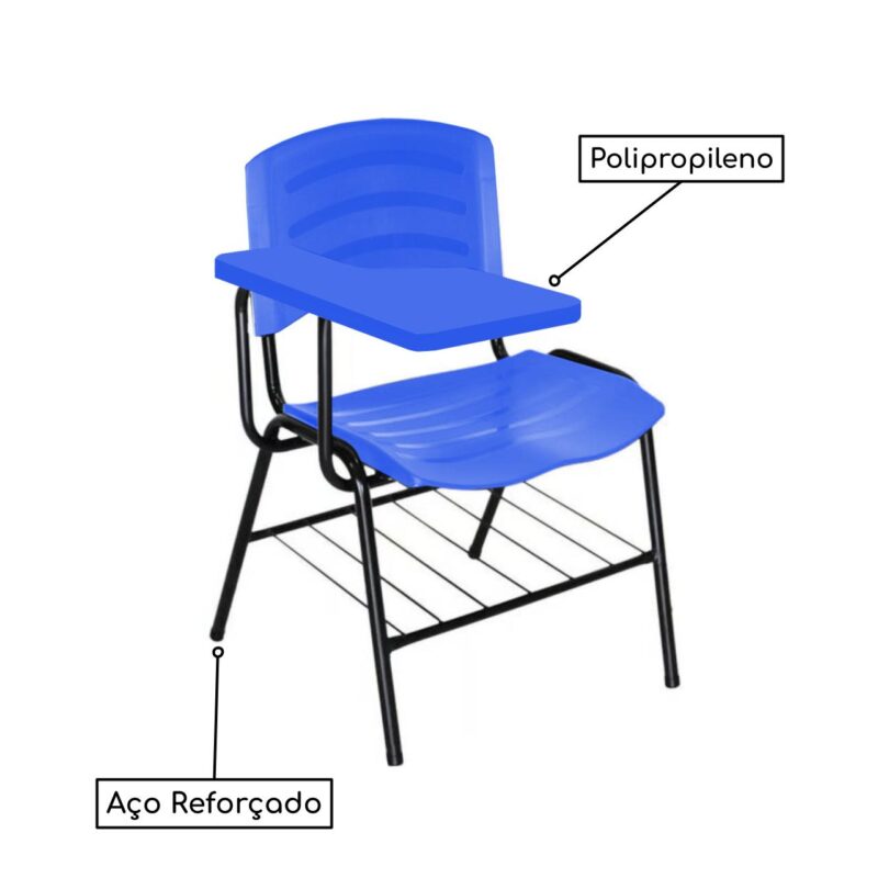 Cadeira Universitária Plástica Prancheta PLÁSTICA – COR AZUL 34023 JL CADEIRAS 2