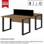 Mesa Estação de Trabalho Dupla 1,50×1,35m 02 Lugares s/ Gavetas c/ ponto de tomada PÉ QUADRO – Cor Nogal Sevilha – 63098 JL CADEIRAS 6