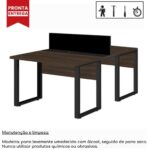 Mesa Estação de Trabalho Dupla 1,50×1,35m 2 Lugares s/ Gavetas c/ ponto de tomada PÉ QUADRO MARSALA/PRETO – 64002 JL CADEIRAS 7