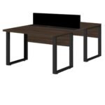 Mesa Estação de Trabalho Dupla 1,50×1,35m 2 Lugares s/ Gavetas c/ ponto de tomada PÉ QUADRO MARSALA/PRETO – 64002 JL CADEIRAS 5