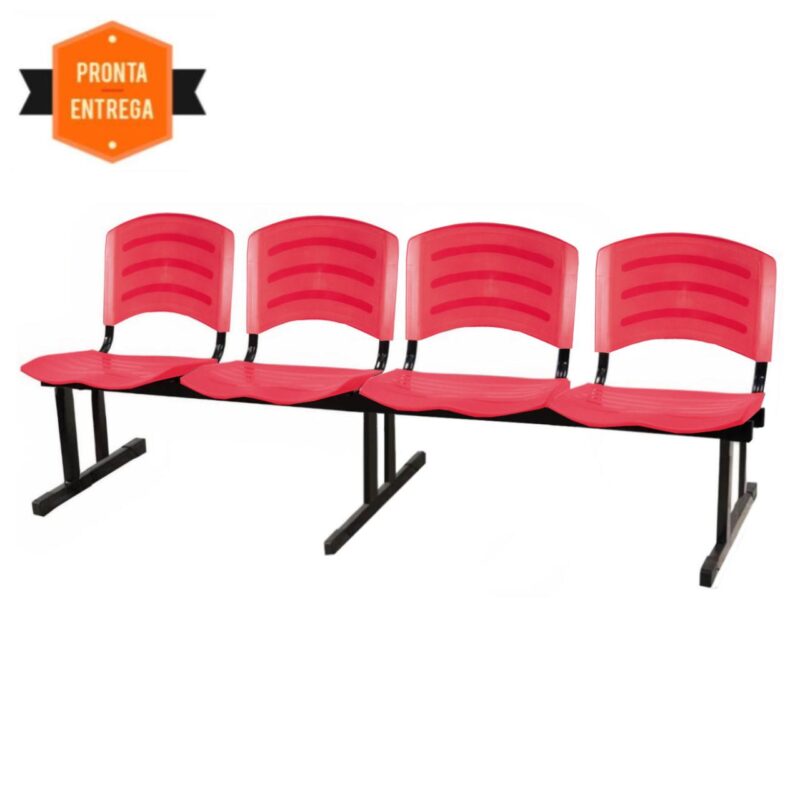 Cadeira Longarina PLASTICA 4 Lugares Cor Vermelho 33096 JL CADEIRAS 2