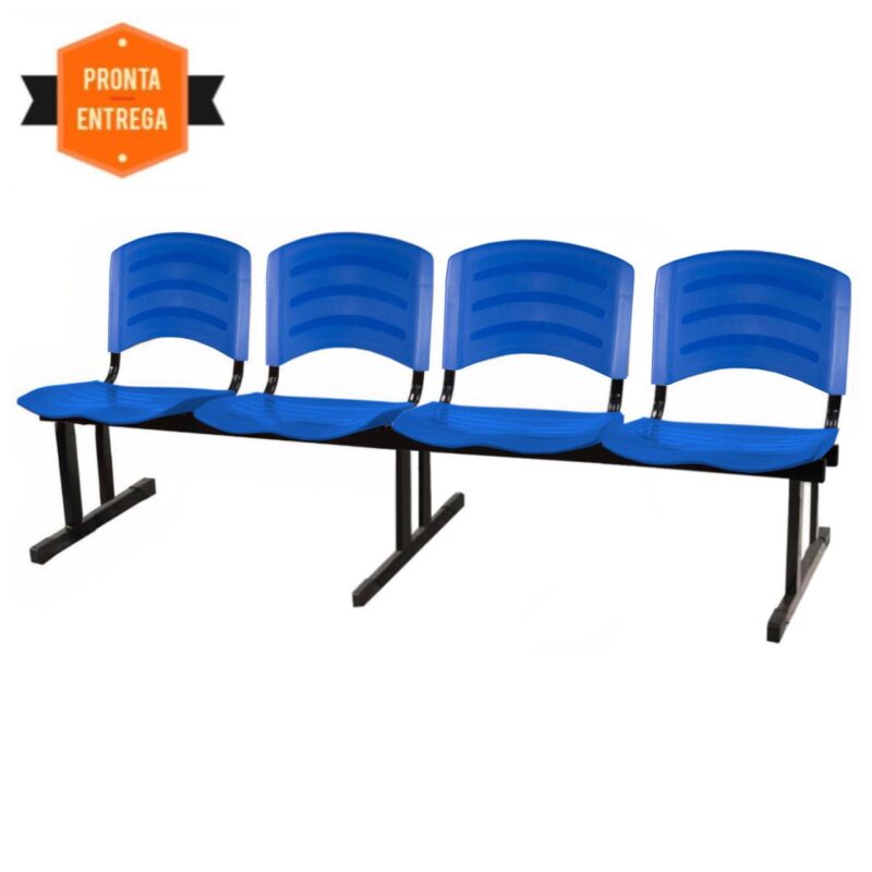 Cadeira Longarina PLASTICA 4 Lugares Cor Azul 33098 JL CADEIRAS 3