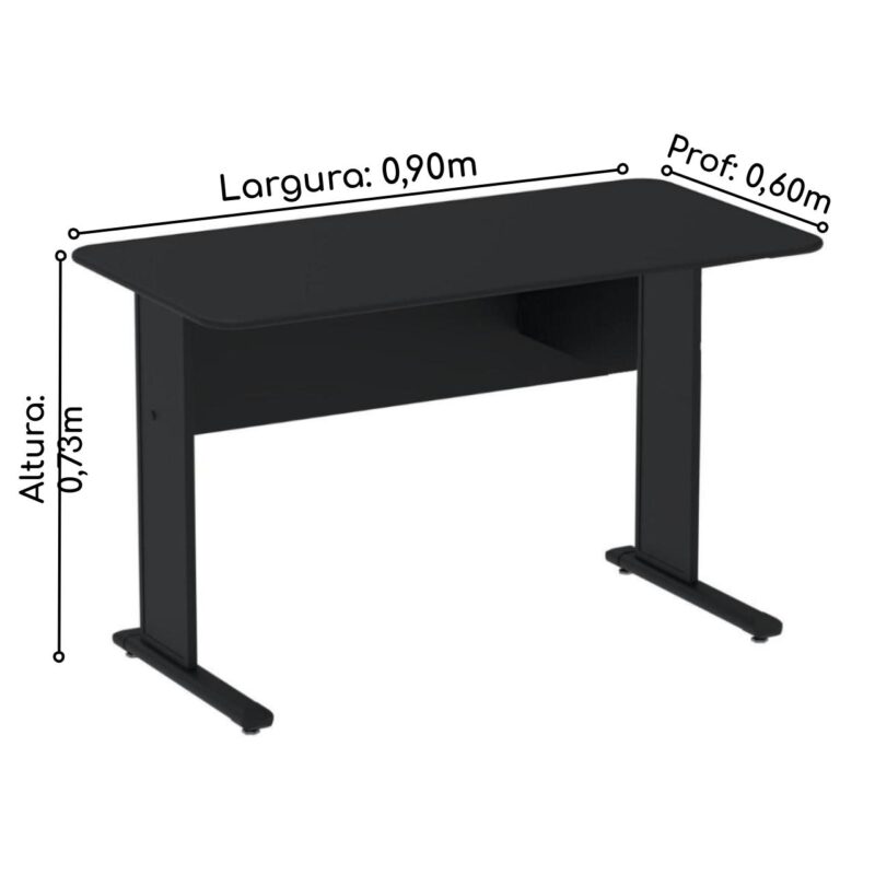 Mesa Escritório 0,90×0,60m – Cor Preto 44088 JL CADEIRAS 2