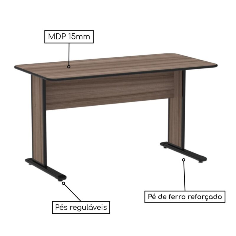 Mesa Escritório 1,20×0,60m s/ gavetas – Cor Walnut 44095 JL CADEIRAS 3