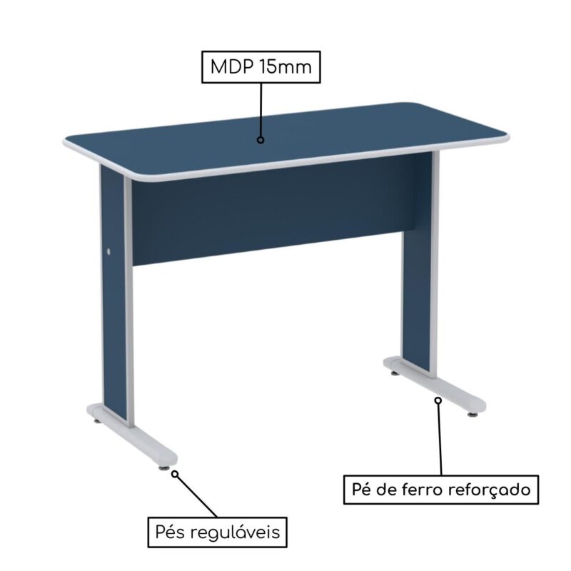 Mesa Escritório 1,20×0,60m s/ Gavetas – Cor Azul 44084 JL CADEIRAS 4