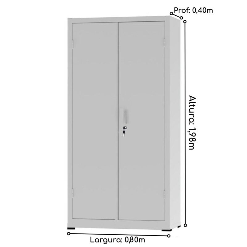 Armário de Aço PA 80 #26 1,98×0,80×0,40m – NOBRE – CZ/CZ – 12131 JL CADEIRAS 3