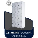 Armário Roupeiro de Aço c/ 12 Portas PEQUENAS – 1,95×0,92×0,40m – SA – CZ/CZ – 14001 JL CADEIRAS 6