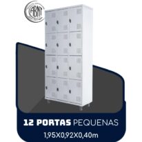 Armário Roupeiro de Aço c/ 12 Portas PEQUENAS – 1,95×0,92×0,40m – SA – CZ/CZ – 14001 JL CADEIRAS