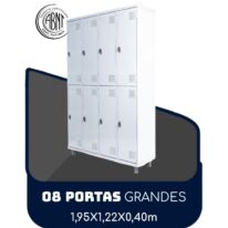 Armário Roupeiro de Aço c/ 08 Portas GRANDES – 1,95×1,22×0,40m – SA – CZ/CZ – 14003 JL CADEIRAS