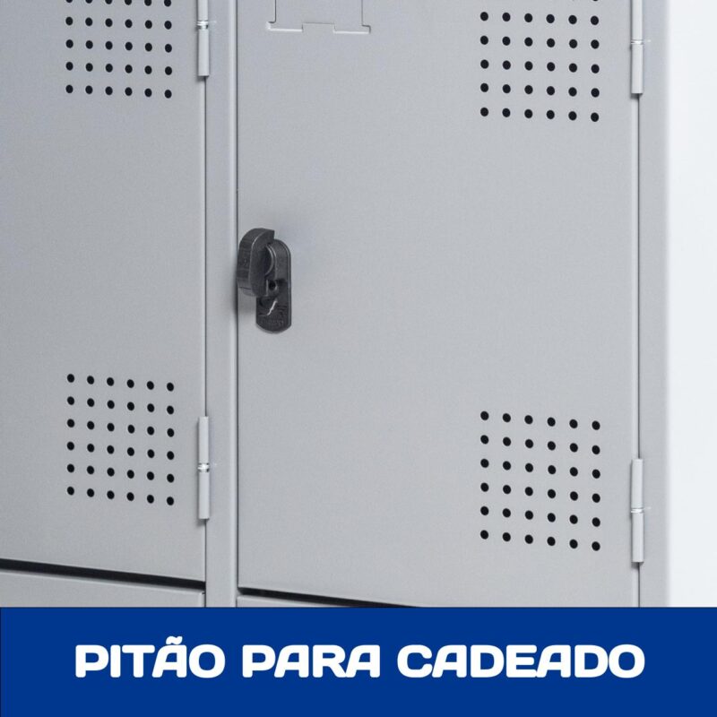 Armário Roupeiro de Aço c/ 08 Portas PEQUENAS 1,95×0,62×0,40m – SA – Cinza – 14002 JL CADEIRAS 5