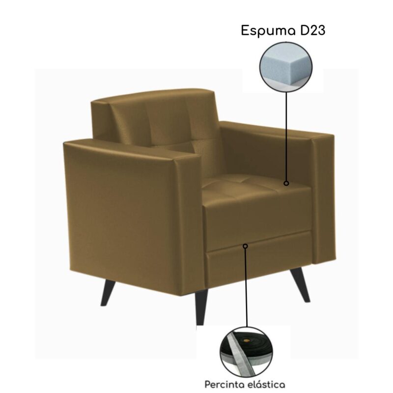 Poltrona para Escritório Roma 01 Lugar – Corino – Cor FENDI – 60050 JL CADEIRAS 4