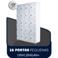 Armário Roupeiro de Aço c/ 16 Portas PEQUENAS – 1,95×1,25×0,40m – SA – CZ/CZ – 14000 JL CADEIRAS