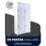 Roupeiro de Aço INSALUBRE com 04 Portas – 1,95×1,00×0,40m – CZ/CZ – SA – 14006 JL CADEIRAS 4