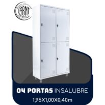 Roupeiro de Aço INSALUBRE com 04 Portas – 1,95×1,00×0,40m – CZ/CZ – SA – 14006 JL CADEIRAS