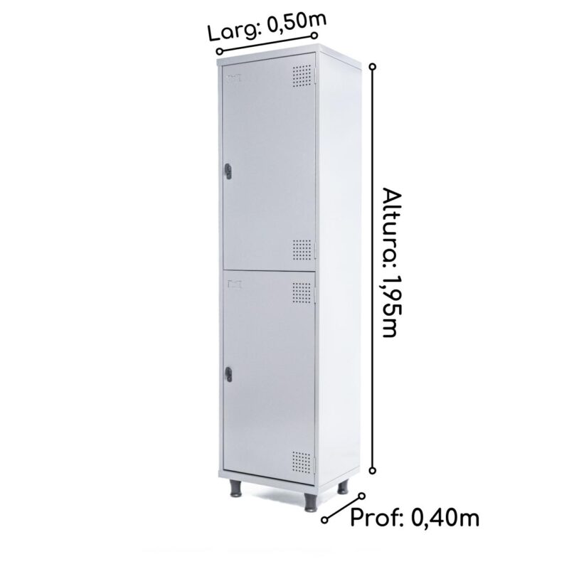 Roupeiro de Aço INSALUBRE c/ 02 Portas – 1,95×0,50×0,40m – CZ/CZ – SA – 14005 JL CADEIRAS 3