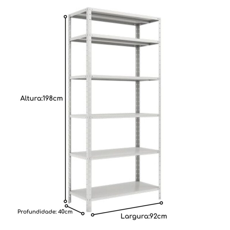 Estante de Aço com 06 Bandejas 40 cm (24/18) – 1,98×0,92×0,40m – SA – 16017 JL CADEIRAS 4