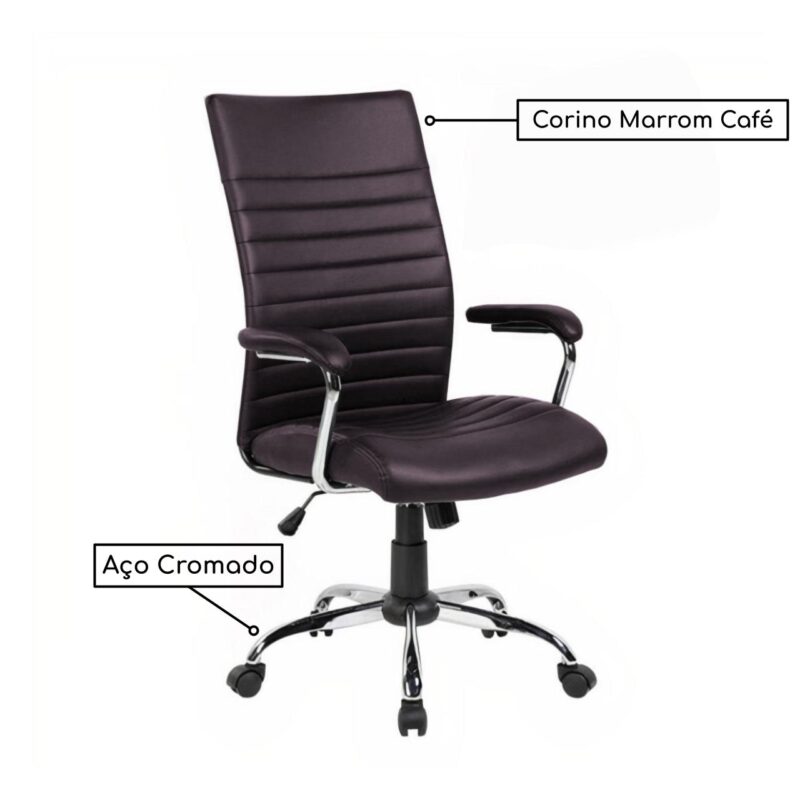 Cadeira de Escritório Diretor Luna – Cor Marrom Café – PMD – 34004 JL CADEIRAS 3