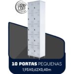 Armário Roupeiro de Aço c/ 10 Portas PEQUENAS – 1,95×0,62×0,40m – SA – CZ/CZ – 14010 JL CADEIRAS 5