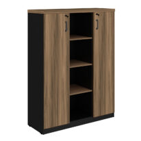 Armário Alto Credenza com Nicho – 1,61×1,20×0,45m NOGAL SEVILHA/PRETO – 21415 JL CADEIRAS