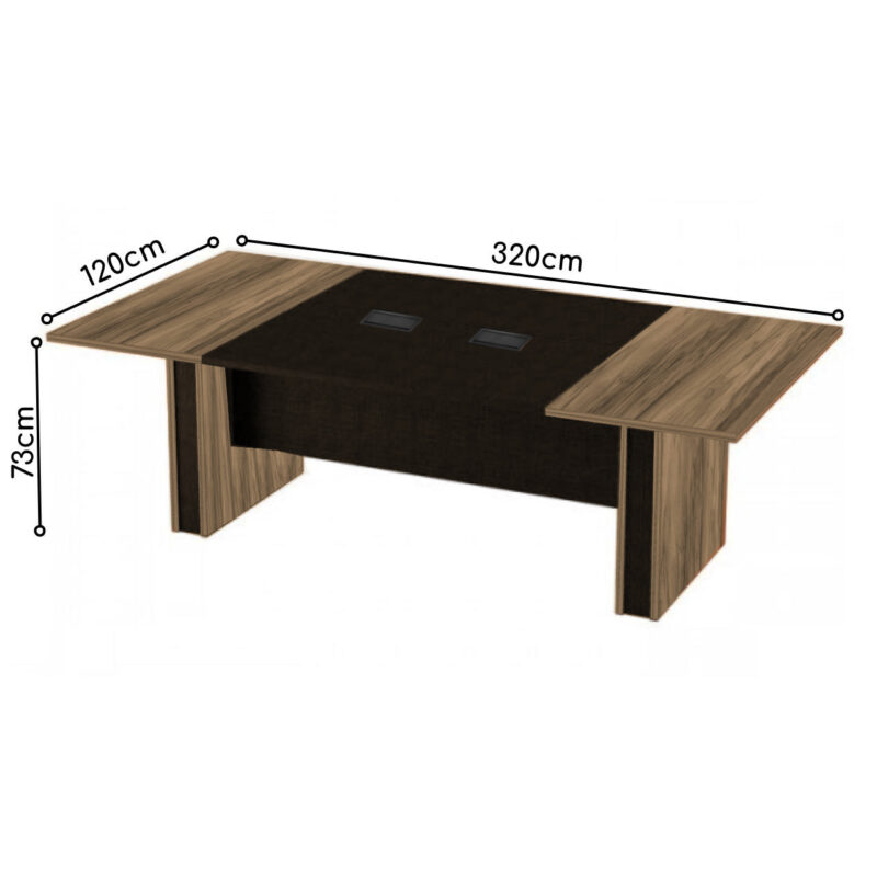 Mesa de Reunião Diretoria – 3,20X1,20m NOGAL SEVILHA/PRETO – 22014 JL CADEIRAS 4