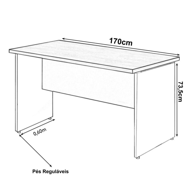 Mesa Escritório 1,70×0,60m – S/ Gavetas MARSALA / PRETO – 23474 JL CADEIRAS 4