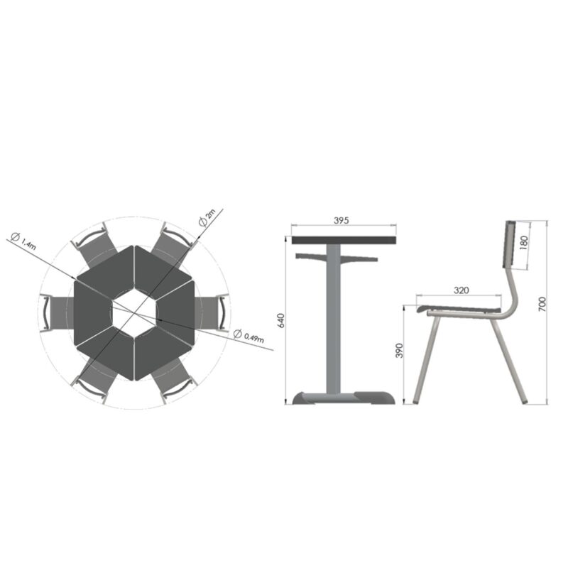 Conjunto HEXAGONAL Mesas e Cadeiras – 06 A 09 anos – INFANTO JUVENIL 42000 JL CADEIRAS 5