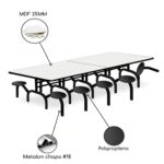 Mesa p/ Refeitório ESCAMOTEÁVEL 10 Lugares – MDP BRANCO DE 25 MM 50048 JL CADEIRAS 7