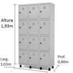 Armário Roupeiro de Aço c/ 12 Portas PEQUENAS – 1,93×1,03×0,40m – CZ/CZ – PANDIN – 10007 JL CADEIRAS 8