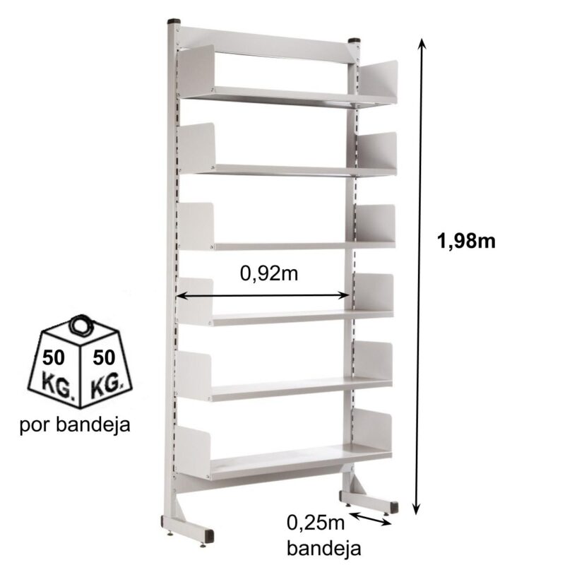 Estante Biblioteca de PAREDE com 06 Bandejas – 1,98×0,92×0,30m – NOBRE – 11108 JL CADEIRAS 2