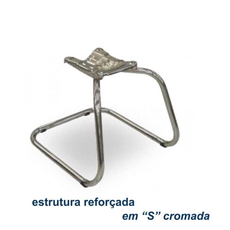 Cadeira Executiva COSTURADA Base em “S” Cromada – Corino Preto 31016 JL CADEIRAS 5