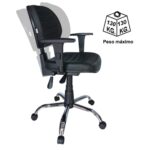 Cadeira Executiva Back System COSTURADA – ARANHA CROMADA – Braços Reguláveis – Cor Preta 31011 JL CADEIRAS 8