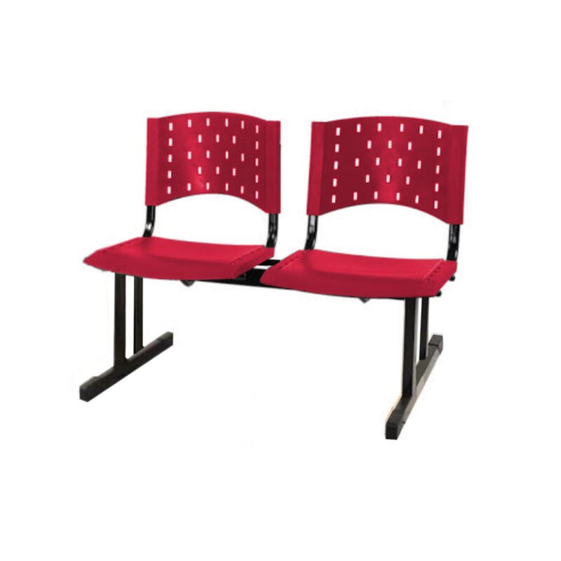 Longarina PLÁSTICA 02 Lugares – Cor VERMELHO 33077 JL CADEIRAS