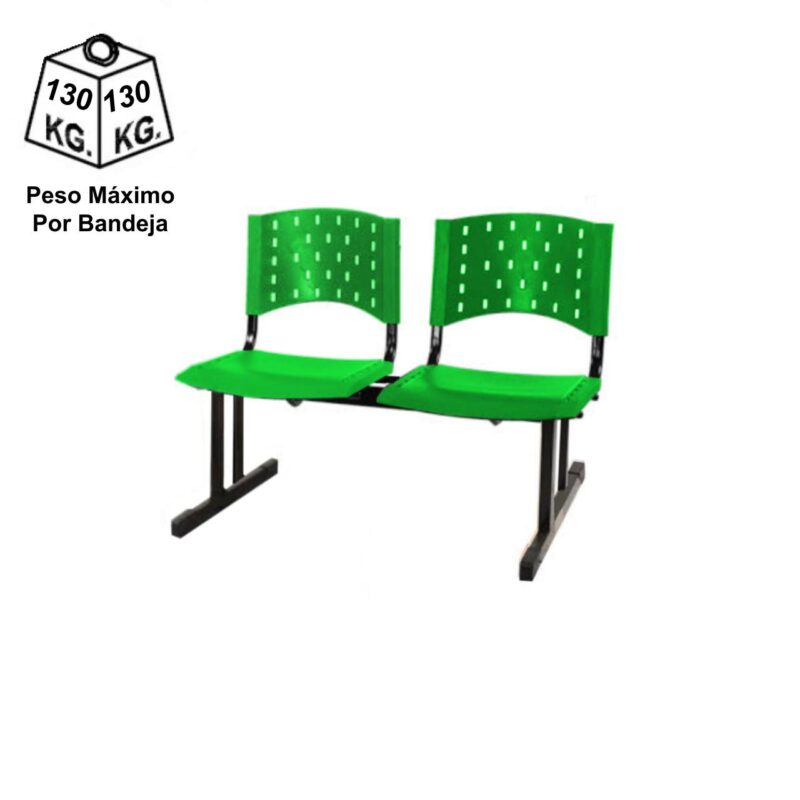 Longarina PLÁSTICA 02 Lugares – Cor Verde 33068 JL CADEIRAS 3