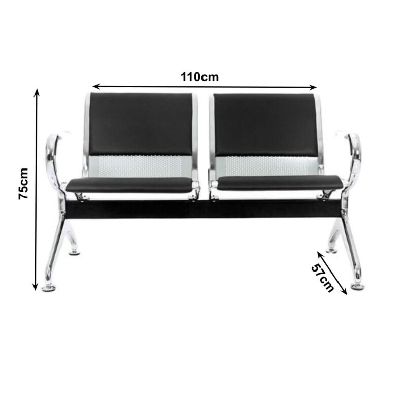 Longarina AEROPORTO ESTOFADA com 02 Lugares – Cor Cromada 33110 JL CADEIRAS 4