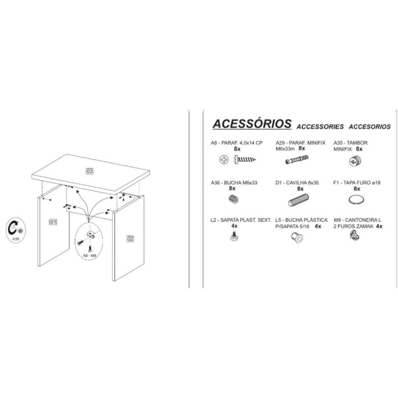 Mesa de Escritório com Gavetas 1,20×0,60m NOGAL SEVILHA/PRETO – 21471 JL CADEIRAS 7