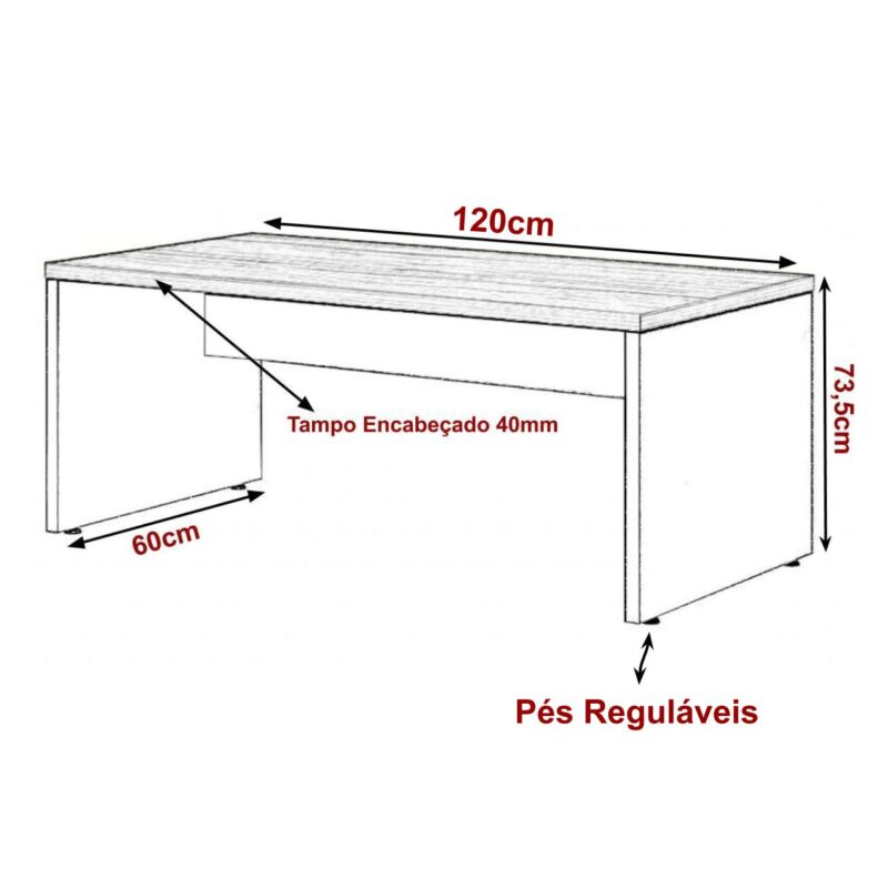 Mesa de Escritório 1,20×0,60m S/ Gaveta NOGAL SEVILHA 21469 JL CADEIRAS 2