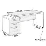 Mesa PEDESTAL RETA (03 Gav.) – 1,92X0,70m NOGAL SEVILHA/PRETO – 21405 JL CADEIRAS 7