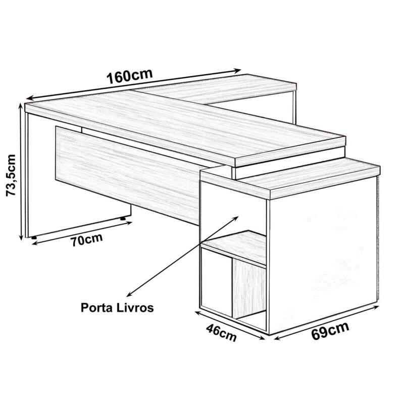 Mesa PEDESTAL com “L” – 1,92×1,60m NOGAL SEVILHA/PRETO – 21406 JL CADEIRAS 2