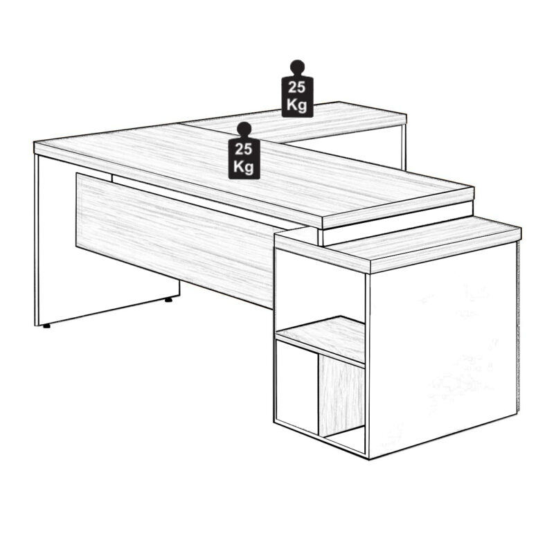 Mesa PEDESTAL com “L” – 1,92×1,60m NOGAL SEVILHA/PRETO – 21406 JL CADEIRAS 3