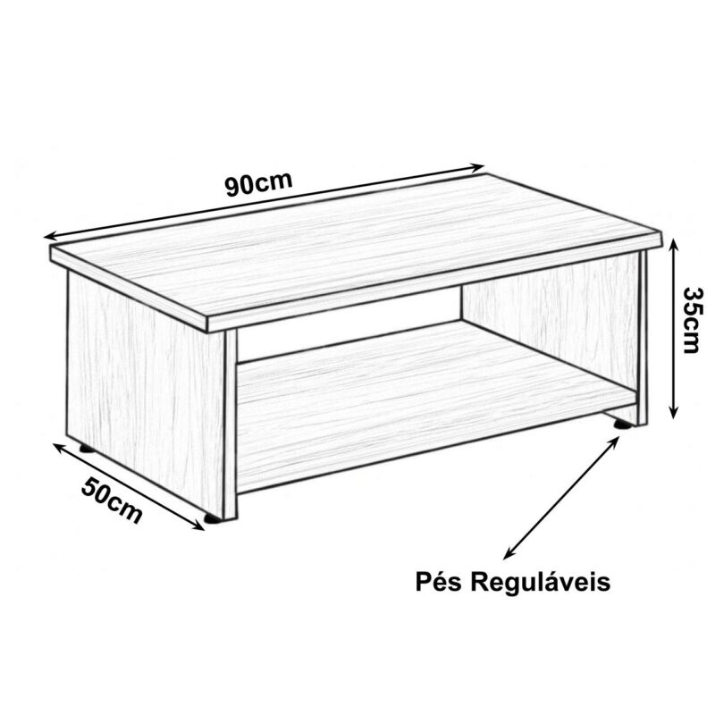 Mesa de Centro 0,90×0,50×0,35m – Nogal Sevilha 21431 JL CADEIRAS 2