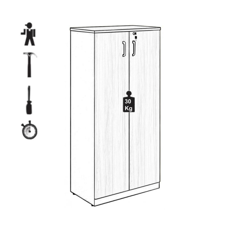 Armário Alto Fechado com 02 Portas – 1,61×0,80×0,45m NOGAL SEVILHA/PRETO – 21414 JL CADEIRAS 3