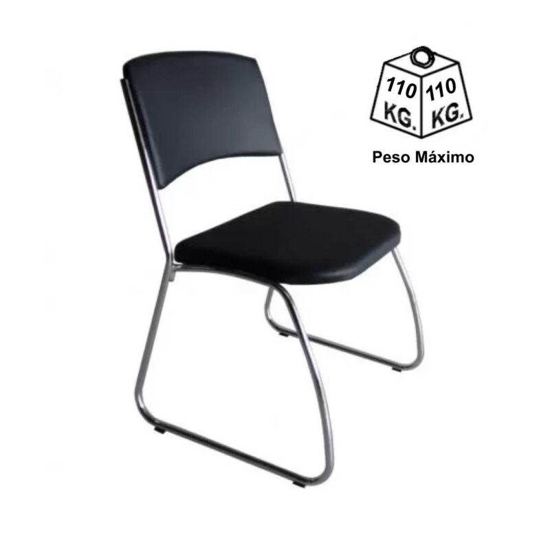 Cadeira Interlocutor Level Cromada – Cor Preto – (EMPILHÁVEL) 32995 JL CADEIRAS 4