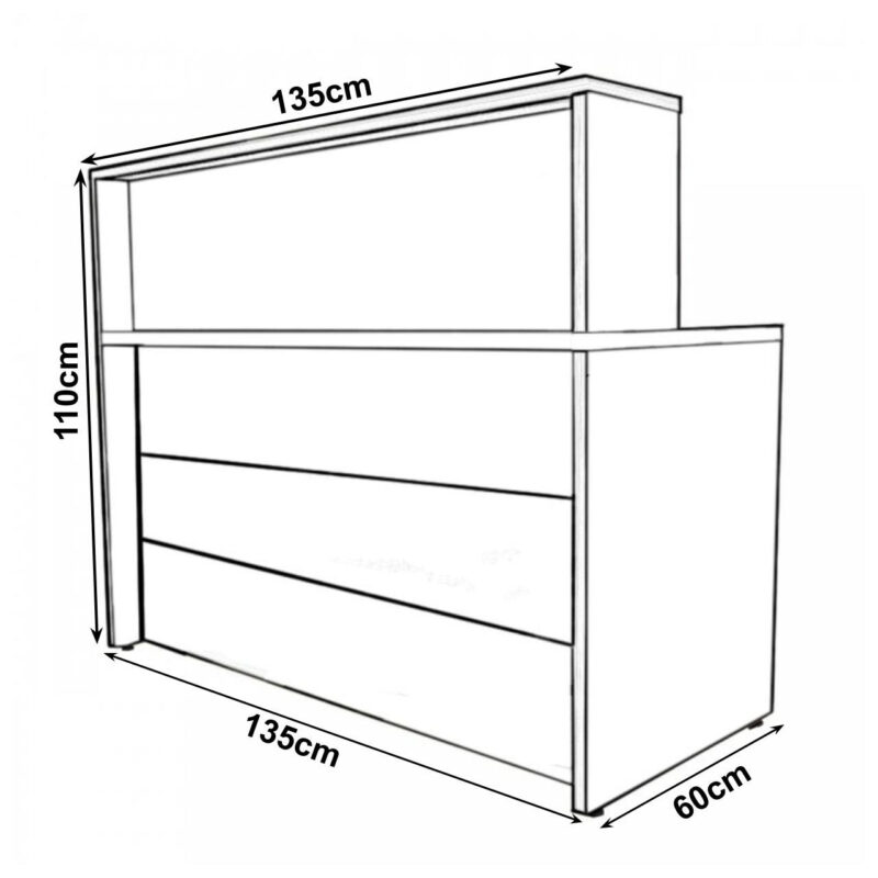 Balcão de Atendimento 1.35×1,13×0,60m – C/ 02 Gavetas NOGAL SEVILHA / PRETO – 63082 JL CADEIRAS 2